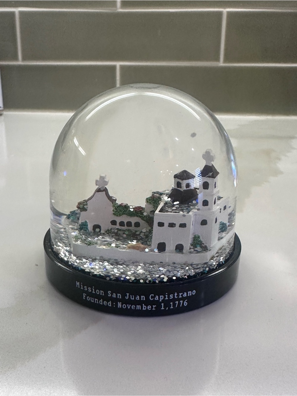 Mission San Juan Capistrano Snow Globe - White & Black